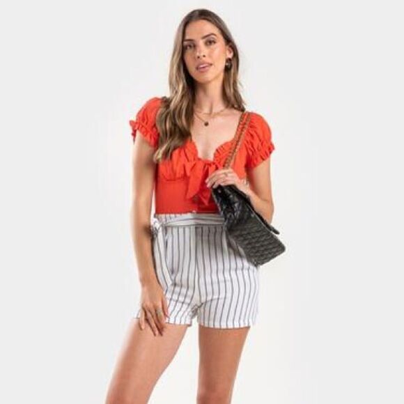 ✨ Gene Tie Front Stripe Shorts✨ - Picture 2 of 5